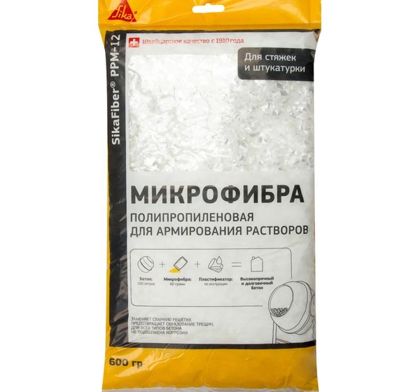 Микрофибра полипропиленовая для армирования растворов SikaFiber PPM-12, 600 г